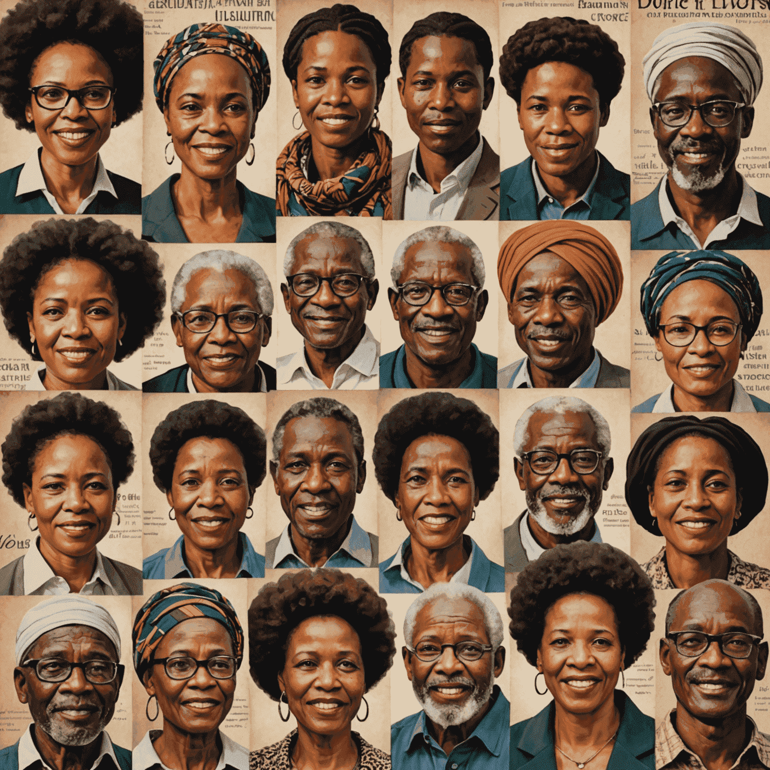 A collage of diverse South African people speaking different languages, symbolizing the multilingual nature of the country