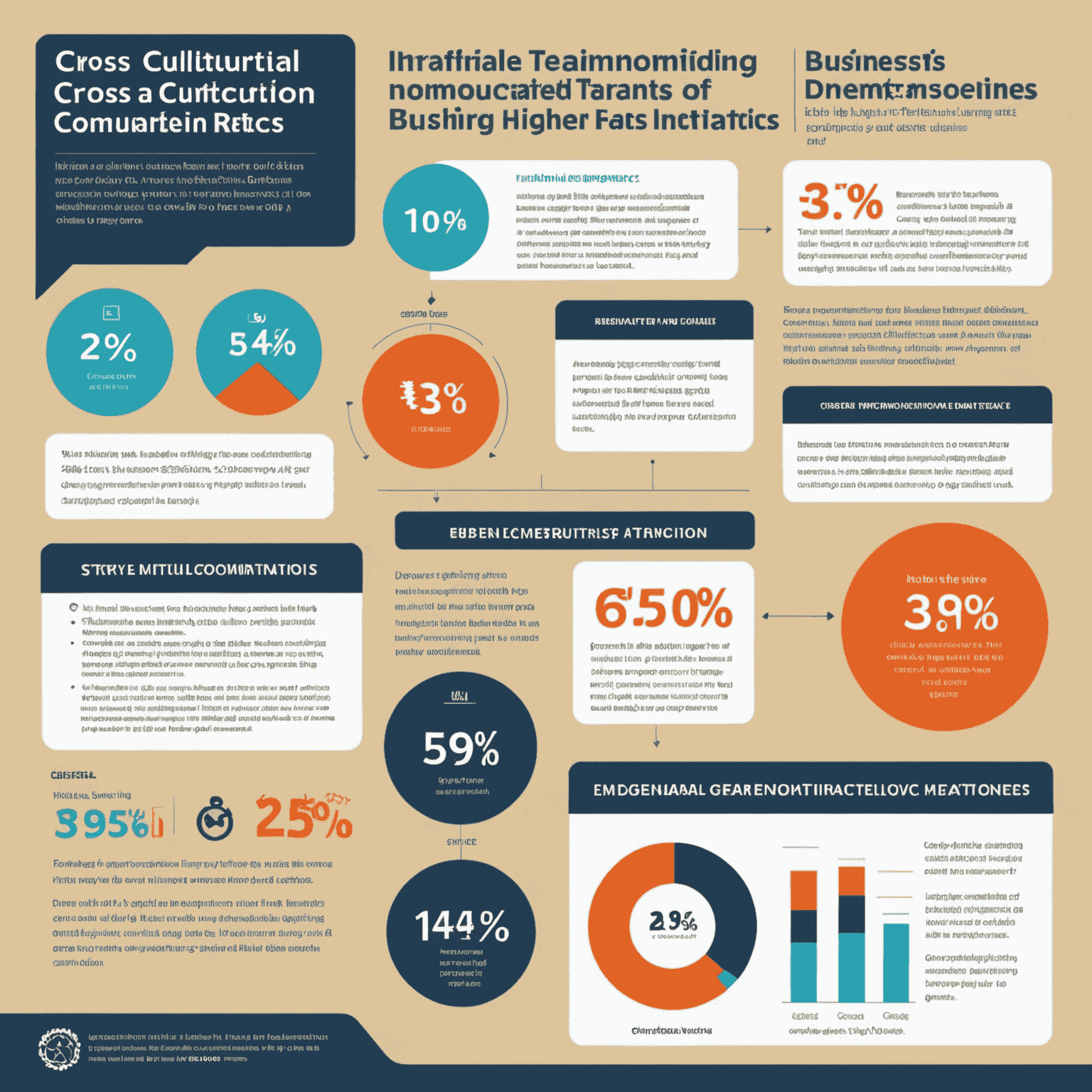 Infographic showing the impact of cross-cultural communication training on business metrics, including increased productivity, improved client satisfaction, and higher employee retention rates